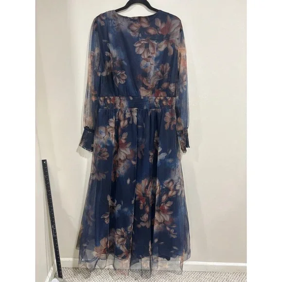Baltic Born Floral Maxi Dress 3XL Blue Sheer Boho Romantic Cottagecore - Picture 8 of 8